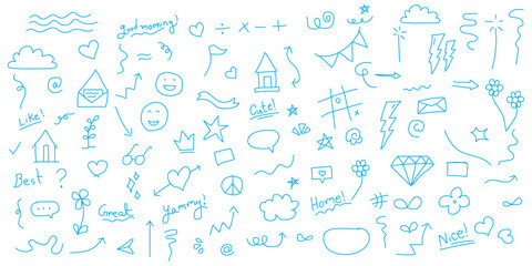 Icon cute background line flower element hand heart pattern star drawn. Background icon cute cloud vector sticker crayon cartoon child children arrow sketch summer school shape chalk text set graphic.