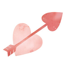 Cute valentine heart pierced by love arrow in soft pastel romantic illustration
