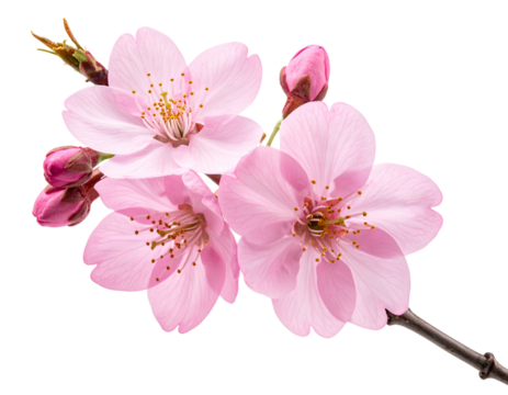 Delicate pink blossoms on a dark branch