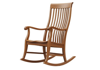 Antique wooden rocking chair isolated on transparent background