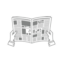 Hands Holding Open Newspaper Reading News Icon Design Illustration