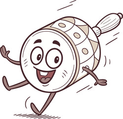 Cartoon rolling pin running, happy cooking kitchen tool. (60)