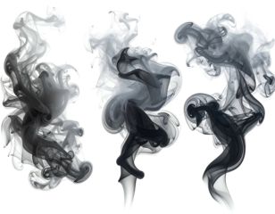 Three abstract smoky wisps rising upwards
