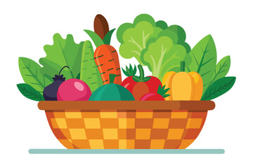 Freshly harvested vegetables fill a wicker basket, showcasing nature's colorful bounty and healthy options