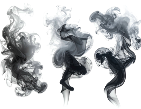 Three abstract smoky wisps rising upwards