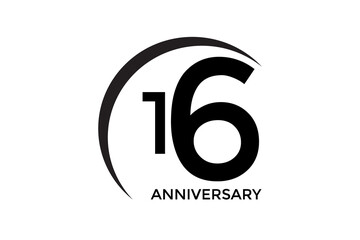 simple 16 anniversary design on a white background