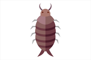 A stylized illustration of a silverfish insect focusing on its elongated body