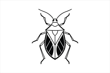 Simple line drawing of an insect resembling a bed bug or beetle