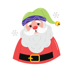 Santa Claus Portrait vector sticker illustration.