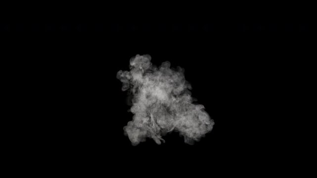 Close-up: Dense cloud of white smoke in slow motion. Realistic 3D simulation. Ideal mystical, mysterious background for logo reveals, enigma concept, or dramatic moments.