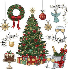 Elegant Christmas Elements Vector Illustration