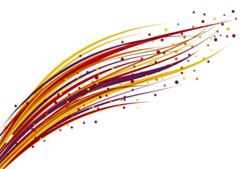 Abstract colorful light trails with bokeh isolated on transparent background