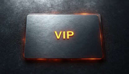 polished vip emblem on dramatic shadowed black surface
