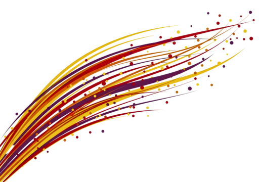 Abstract colorful light trails with bokeh isolated on transparent background