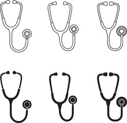 Stethoscope vector icon set medical equipment for diagnosis and healthcare