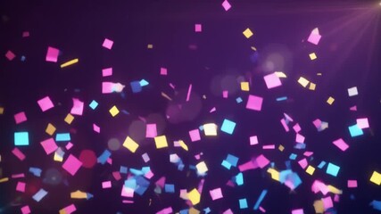 Celebrate success with stylish confetti falling on a dark violet background, perfect for a party or special occasion video backdrop or overlay