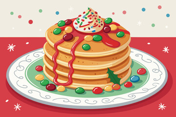 Dynamic Christmas Pancakes With Candy Toppings Creative Visual