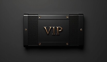 exclusive vip emblem on heavy industrial metal background