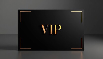 sleek vip symbol on smooth polished black texture