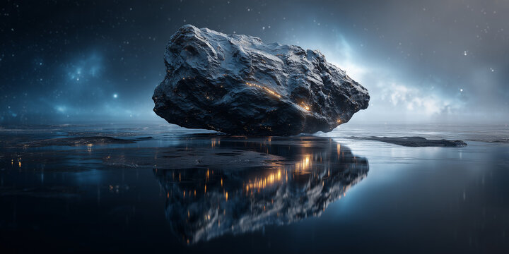 Asteroid mining resource extraction mission outer space digital art sci-fi environment cosmic viewpoint innovative concept