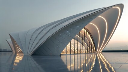 Obraz premium Futuristic Glossy 3D Folded Form – Modern Gradient Edge Artwork