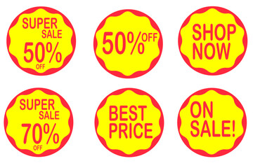 Super Sale 50% Discount Icon Set vector