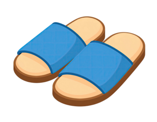 A pair of comfortable blue open toe slippers for indoor use.