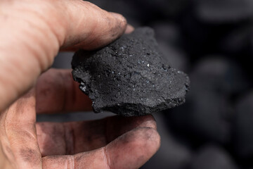 charcoal compressed from crumbs is obtained under pressure and used to light a fire and cook food...