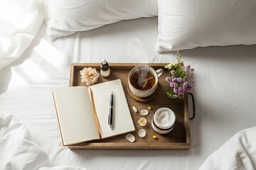 Cozy Morning With Tea Journal And Tray