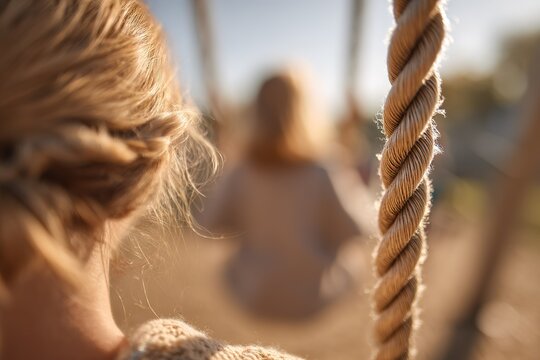 Children enjoy playing on swings during a sunny afternoon in a park, capturing moments of joy and laughter