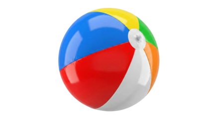 A vibrant multi-colored inflatable beach ball, transparent background
