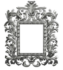 Classic metall frame with ornament decor isolated on white background