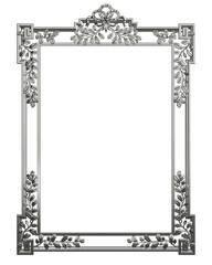 Classic metall frame with ornament decor isolated on white background