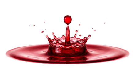 Red wine splash crown with drop isolated on transparent background