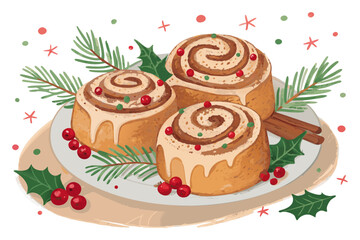 Featuring Cinnamon Rolls Decorated For Christmas Stunning High-Quality Stock Image