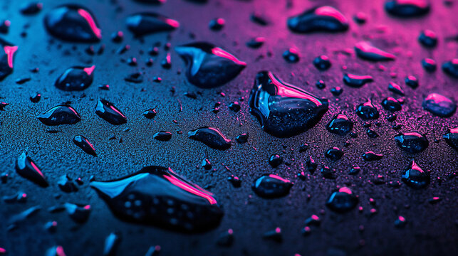 Abstract wet surface with vibrant neon reflections creating a modern aesthetic