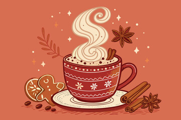 Depicting Hot Milk Tea With Gingerbread Topping Bol Dynamic High-Quality Stock Image