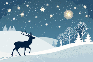 Elegant Reindeer Silhouette With Glowing Stars And Creative Visual
