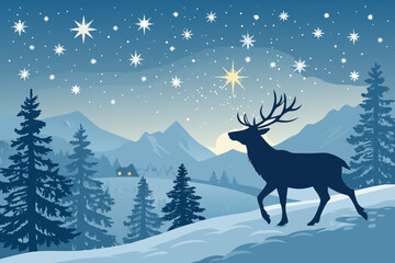 Reindeer Silhouette With Glowing Stars And High-Quality Stock Image Ideal for Marketing