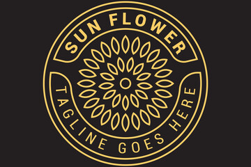 Fototapeta premium Sunflower silhouette, cutting frame, Yellow summer flower