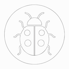 Ladybug line icon. Vector illustration of a cute ladybird beetle outline inside a circle.