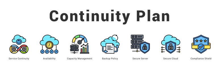 Continuity Plan Modern and clean web banner illustration featuring thematic icons for visual communication