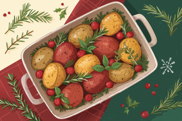 Depicting Roasted Potatoes Christmas Bold Hea Dynamic Premium Digital Asset