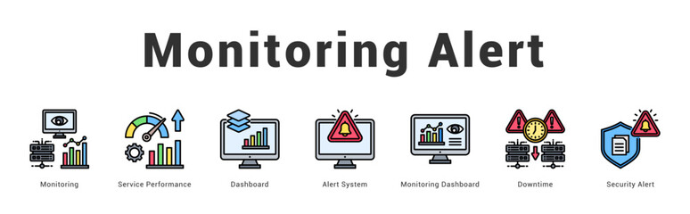 Monitoring Alert Modern and clean web banner illustration featuring thematic icons for visual communication