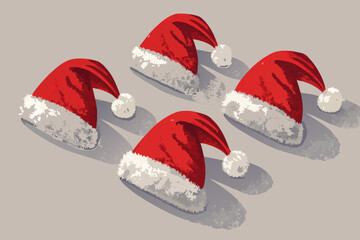 Santa Hat With Shadows And Shiny High-Quality Stock Image Suitable for Design