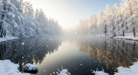 Peaceful Winter River Landscape