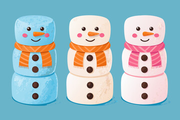 Depicting Snowman Shaped Marshmallow Treats Bold Elegant High-Quality Stock Image