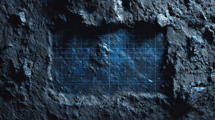 Scenic View of a Rocky Surface With Digital Grid Overlay Showcasing Technological Enhancement at Dusk
