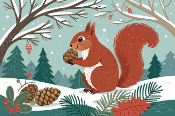 Stunning Squirrel Eating Christmas Nuts Bold Winte Creative Visual