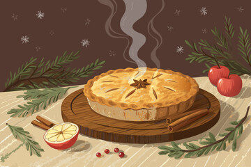 Elegant Warm Apple Pie For Christmas Bold Rustic Creative Visual